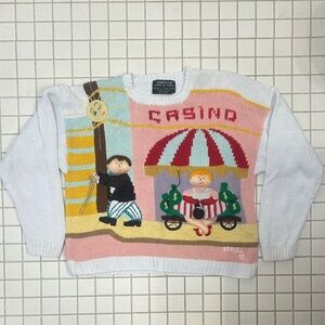Vintage 80s Sweater Raquel Peru Hand Knit Casino sweater